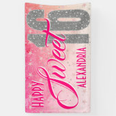 Banderoles Anniversaire seize ans | Parties scintillant rose  (Vertical)