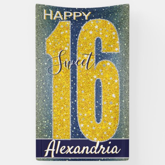 Banderoles Anniversaire seize ans | Stars Sky Blue Galaxy (Vertical)