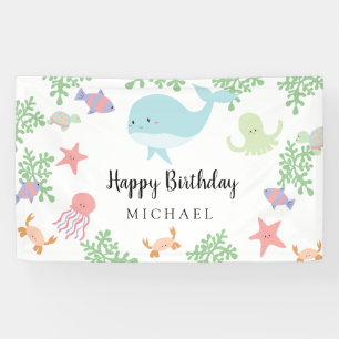 Banderoles Anniversaire sous la mer Mignon Kawaii pastel Fête