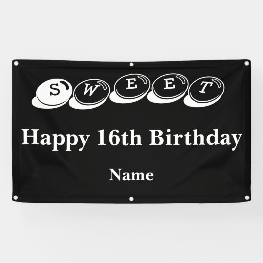 Banderoles Anniversaire Sweet 16 (Horizontal)