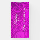 Banderoles Anniversaire tourbillonne rose (Verticale)