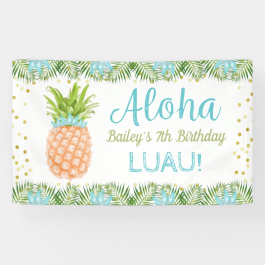 Banderoles Anniversaire tropical de l'Aloha Luau (Horizontal)