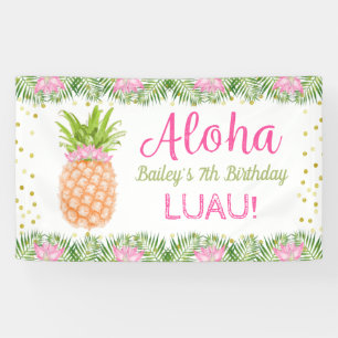 Banderoles Anniversaire tropical de l'Aloha Luau en ananas ro