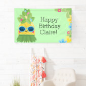 Banderoles Anniversaire Tropical Personnalisé Girly Pineappy  (En situation)