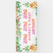 Banderoles Anniversaire Tropical Pineappal Floral (Vertical)