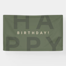 Anniversaire vert olive minimaliste moderne