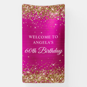 Banderoles Anniversaire Vertical 60 Ans Paillettes Or Rose Ch