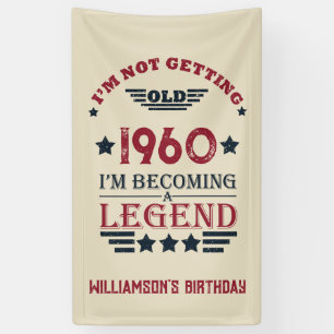 Banderoles Anniversaire vintage personnalisé rouge bleu