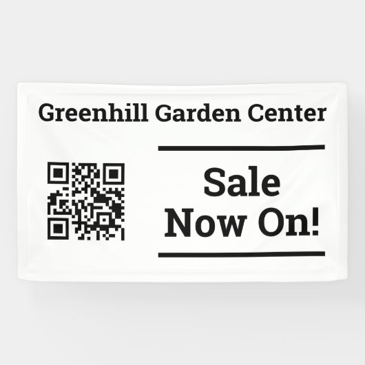 Banderoles Annonce de vente. Vente en cours avec QR Code (Horizontal)