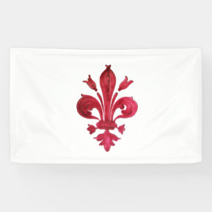 Banderoles ANTIQUE FLEUR ROUGE DE LIS EN Héraldique BLANC