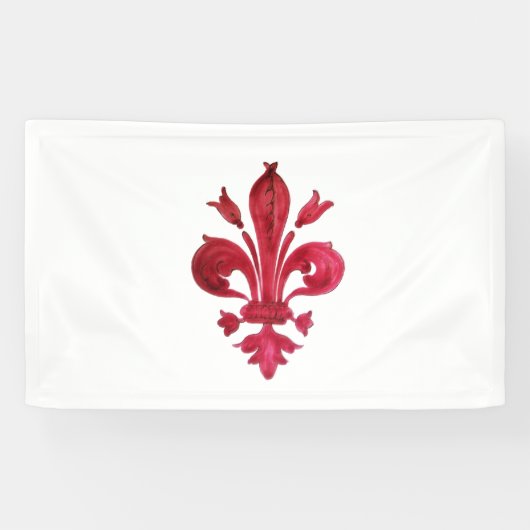 Banderoles ANTIQUE FLEUR ROUGE DE LIS EN Héraldique BLANC (Horizontal)