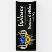 Banderoles Antlers floraux rustiques Bienvenue au Mariage (Vertical)