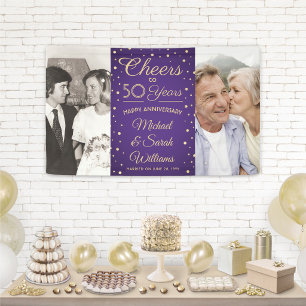 Banderoles ANY Fête d'anniversaire Cheers 2 Photo Violet & Or