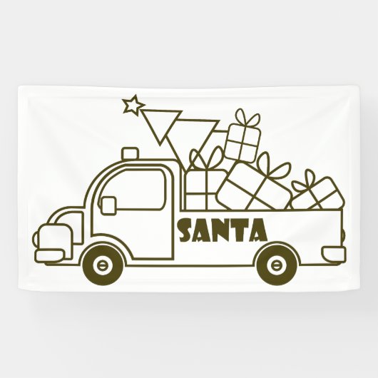 Banderoles Aperçu camion de Noël Père Noël vue côté voiture (Horizontal)