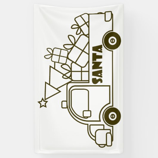 Banderoles Aperçu camion de Noël Père Noël vue côté voiture (Vertical)