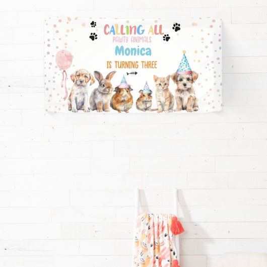 Banderoles Appel à toutes les fêtes d'anniversaire des animau (Insitu)