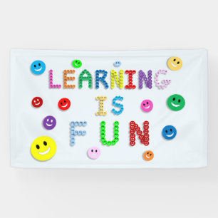 Banderoles Apprendre est amusant Visages souriants