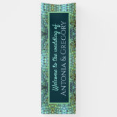 Banderoles Aqua Aqua Vibrant Mariage de plumes de paon (Vertical)