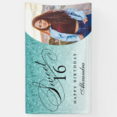 Banderoles Aqua Blue Parties scintillant Sweet 16 Photo perso (Vertical)