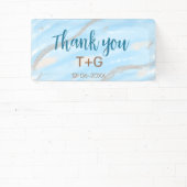 Banderoles Aqua or merci ajouter nom du couple date année tex (Insitu)