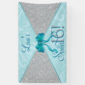 Banderoles Aqua, Parties scintillant Turquoise, Sweet 16 (Vertical)