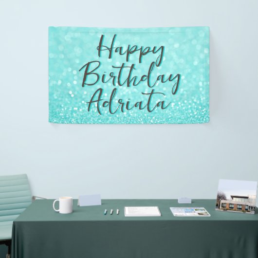 Banderoles Aqua Turquoise Parties scintillant Joyeux annivers (Salon professionnel)