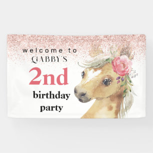 Banderoles Aquarelle 2e anniversaire Pink Pony Party