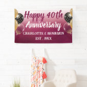 Banderoles Aquarelle 40e anniversaire Balloon Mariage rubis (En situation)