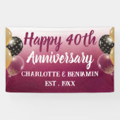 Banderoles Aquarelle 40e anniversaire Balloon Mariage rubis (Horizontal)