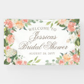 Banderoles Aquarelle à fond bleu Flore Douche Bienvenue (Horizontal)