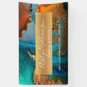 Banderoles Aquarelle agate moderne or turquoise salon de chev (Vertical)