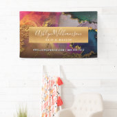 Banderoles Aquarelle agate moderne or violet bleu vert (En situation)