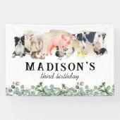 Banderoles Aquarelle Animaux de ferme fête d'anniversaire (Horizontal)