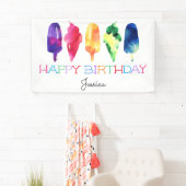 Banderoles Aquarelle arc-en-ciel Ice Cream Ice Pops élégant (En situation)