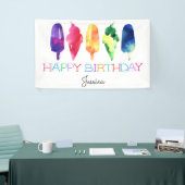 Banderoles Aquarelle arc-en-ciel Ice Cream Ice Pops élégant (Salon professionnel)