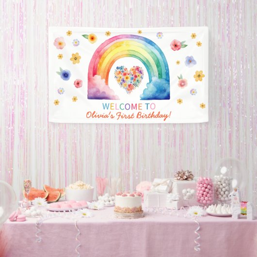 Banderoles Aquarelle Arc-en-ciel Premier anniversaire Bannièr (Fête)