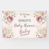 Banderoles Aquarelle bébé dans le Baby shower Fille en fleurs (Horizontal)
