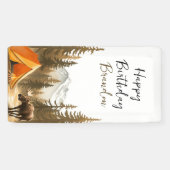 Banderoles Aquarelle Blanc Rustique Bois Camping Anniversaire (Horizontal)