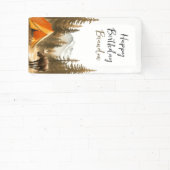 Banderoles Aquarelle Blanc Rustique Bois Camping Anniversaire (Insitu)