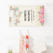 Banderoles Aquarelle blanche et or Citrouille Thankesgiving (En situation)