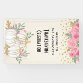 Banderoles Aquarelle blanche et or Citrouille Thankesgiving (Horizontal)