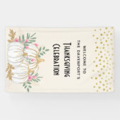 Banderoles Aquarelle blanche et or Citrouille Thankesgiving (Horizontal)