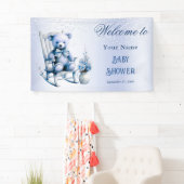 Banderoles Aquarelle Bleu Bébé Baby shower Ours Bienvenue (En situation)