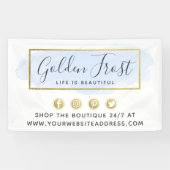 Banderoles Aquarelle bleu clair & Or moderne Géométrique Chic (Horizontal)