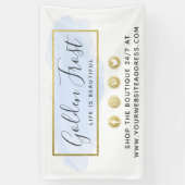 Banderoles Aquarelle bleu clair & Or moderne Géométrique Chic (Vertical)