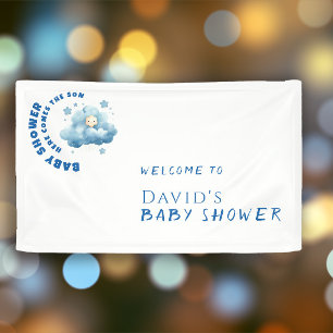 Banderoles Aquarelle bleu minimaliste baby shower garçon accu