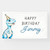 Banderoles Aquarelle Bleu Trois Rex Dinosaur Anniversaire (Horizontal)