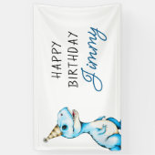 Banderoles Aquarelle Bleu Trois Rex Dinosaur Anniversaire (Vertical)