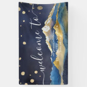 Banderoles Aquarelle Blue Gold Foil Mountain Mariage Bienvenu (Vertical)