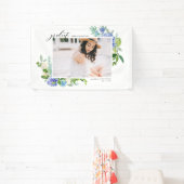 Banderoles Aquarelle Blue Hydrangea Frame Photo Graduation (Insitu)
